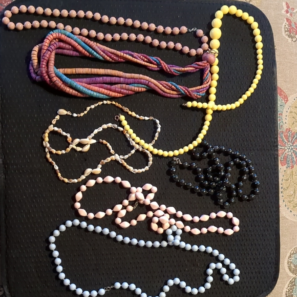 Yellow and Black Beaded Necklace Collection